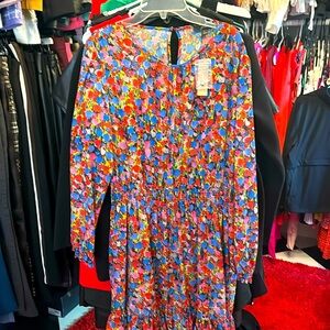 I crew collection women floral chiffon dress L and NWT